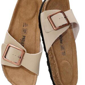 Leather Sandals Women Summer Dressy Flat Flip Flops Slides Comfort